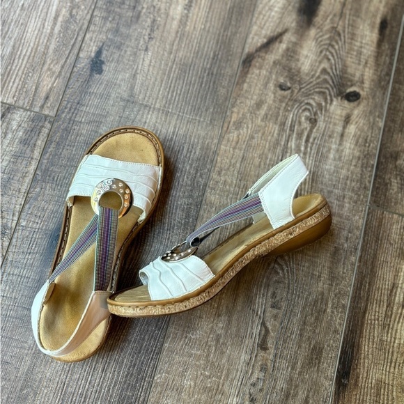 Rieker Spring Step Karmel Leather White Women's Wedge Sandals Size 40 - Picture 7 of 11